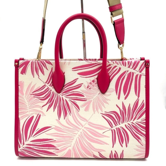 Michael Kors Medium Mirella Tote Bag Electric Pink Multi Leather - Picture 5 of 11